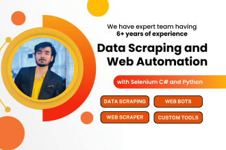 develop web bot, browser process automation, website data scraper, scraping tool