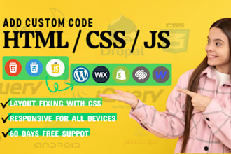 add custom HTML, CSS, and js code to squarespace, shopify, and wordpress website
