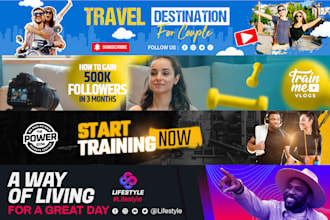 design professional youtube banner, web banner and logo