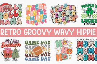do retro groovy wavy hippie typography svg t shirt design