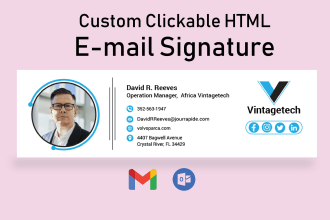 design clickable HTML responsive email signature