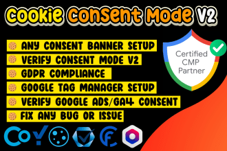 setup, verify google consent mode v2 cookie consent banner via gtm