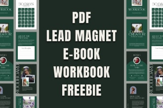 create PDF lead magnet, ebook, workbook, worksheet, report, or brochure design