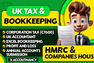 submit uk vat, corporation tax, annual account self assessment and do accounting