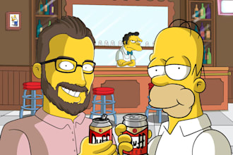 draw you in simpsons cartoon style portrait