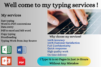 do a fast typing job, retype pages, pdf to word, fast typist