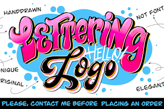 create typography lettering logo design in hand written for brand,clothing,food
