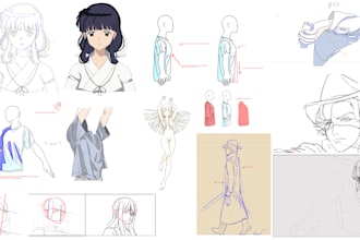 teach and redraw your anime illustration as a japanese professional animator