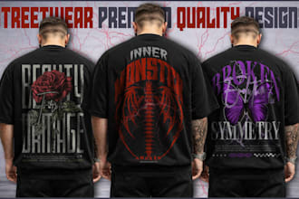 do custom edgy streetwear t shirt design and graphic design