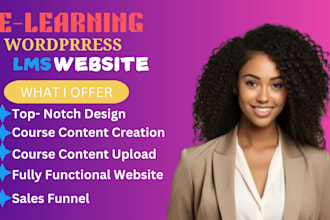 build lms educational website, kajabi website, elearning website, canvas lms