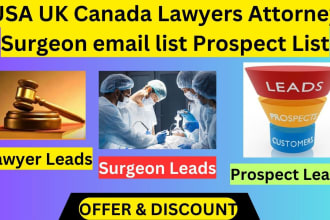 collect USA UK canada lawyers attorney surgeon email list prospect list