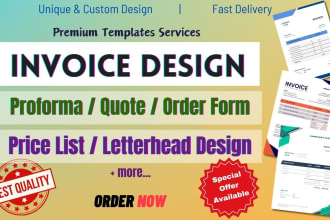 design invoice template, quotation, letterhead, bills,  price list or check list