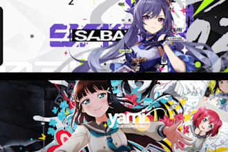 design unique anime banner for kick, twitch, discord, yt