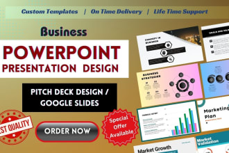 design business powerpoint presentation, pitch deck, product, sales presentation