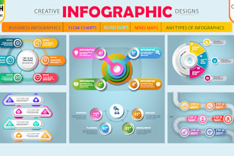 design premium infographics, flowcharts, pie charts and diagrams