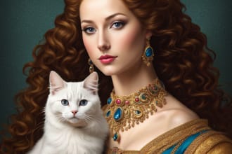 create royal pet renaissance portrait for you dog, cat