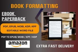 do ebook conversion from word, PDF into epub and  kindle formats