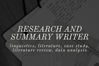 do linguistics and literary research and summary writing, case study, powerpoint