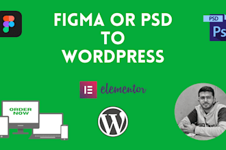 convert figma to wordpress, figma to elementor pro, psd to wordpress