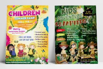 design professional kids school summer, adventure flyers