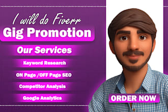 do fiverr gig promotion, fiverr gig SEO, and set fiverr gig