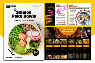 do restaurant menu design, restaurant food menu, hotel banner, social media ads