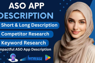 do app store optimization and write app descriptions with aso keywords fo