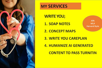 create a nursing concept map, soap note, and progress notes