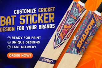 design premium cricket bat stickers with unique design