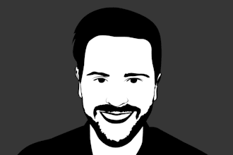 a minimalist black and white line art portrait