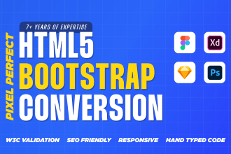 convert figma to HTML, xd to HTML, responsive bootstrap 5