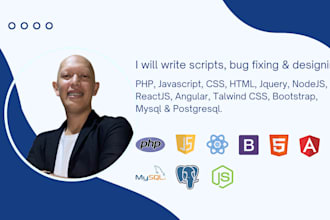 write html, css, javascript, jquery, php
