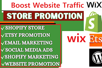 do shopify wix esty marketing promotion to boost website traffic