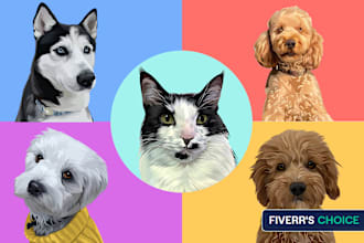 turn your lovely cat dog and any pet into vector portrait
