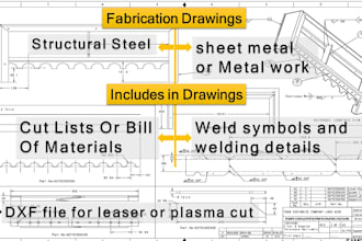 design sheet metal, fabrication drawings, laser cut dxf file