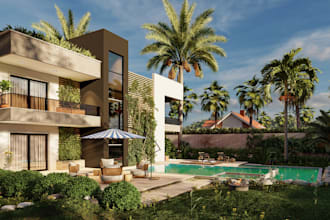 do landscape, garden, backyard design and render with lumion