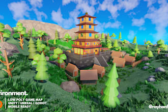 create lowpoly 3d game environments for unity, unreal, and godot