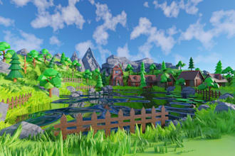 create low poly 3d game environments