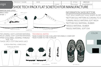 do sketch footwear shoes sneakers tech pack with technical