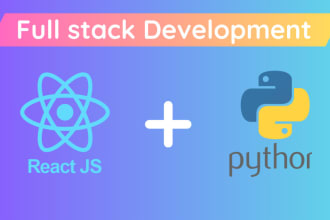 full stack develop python, django, flask, fastapi, react js with API integration