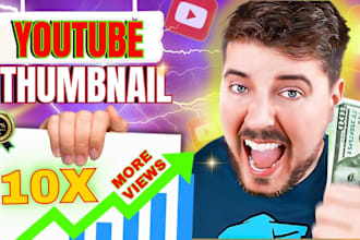 create logo, clickbait creative social youtube clickable thumbnail with high ctr