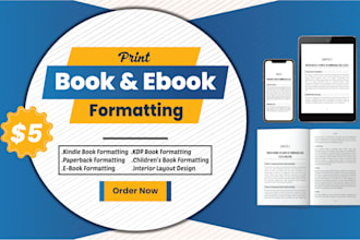 do KDP book formatting, ebook formatting and layout design