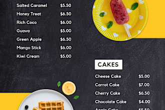 design professional menu cards for restaurants cafes and bars