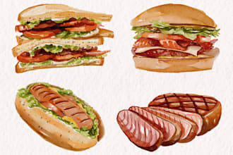 draw photo of food or drink in watercolor illustration