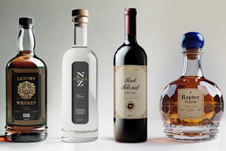 create vodka, wine, gin, rum or liquor bottle label design for your brand