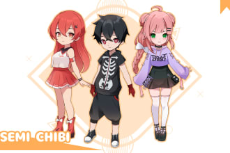 draw fanart semi chibi your character or any character