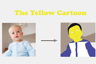 draw yellow character portrait from photo, yellow cartoon