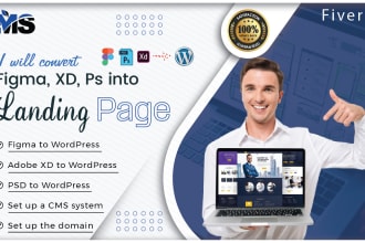 convert figma, xd and PSD to responsive wordpress landing page