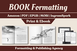 do book, ebook, paperback formatting, and interior layout design for amazon kdp