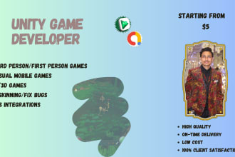 develop unity games, casual mobile games, as well as reskinning and test games